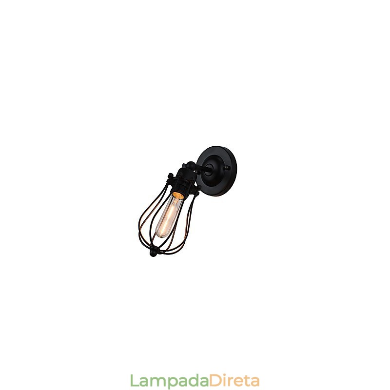 Luminária de parede de aço pintado, decoração de café americano preto e branco, luminária de parede retrô, lâmpada de sabre de luz na parede