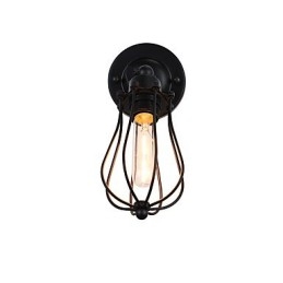 Luminária de parede de aço pintado, decoração de café americano preto e branco, luminária de parede retrô, lâmpada de sabre de luz na parede