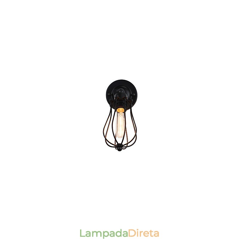 Luminária de parede de aço pintado, decoração de café americano preto e branco, luminária de parede retrô, lâmpada de sabre de luz na parede