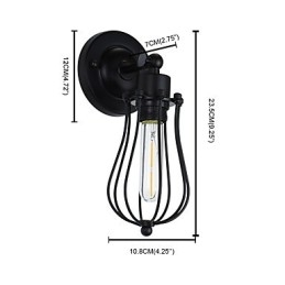 Luminária de parede de aço pintado, decoração de café americano preto e branco, luminária de parede retrô, lâmpada de sabre de luz na parede