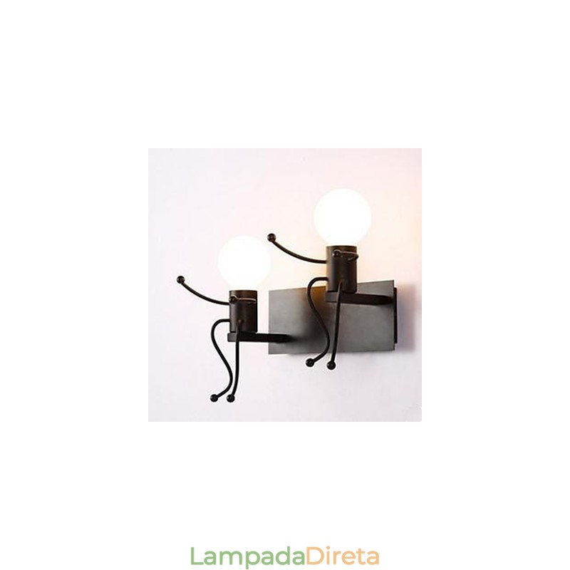 Luminária de parede de ferro estilo country americano Luminária de parede criativa para quarto de cabeceira Luminária de parede de vilão de corredor quente