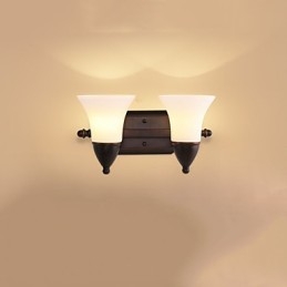 Acabamento em óxido preto rústico Lodge, recurso para proteção dos olhos, arandelas de parede com luz ambiente, luminária de parede