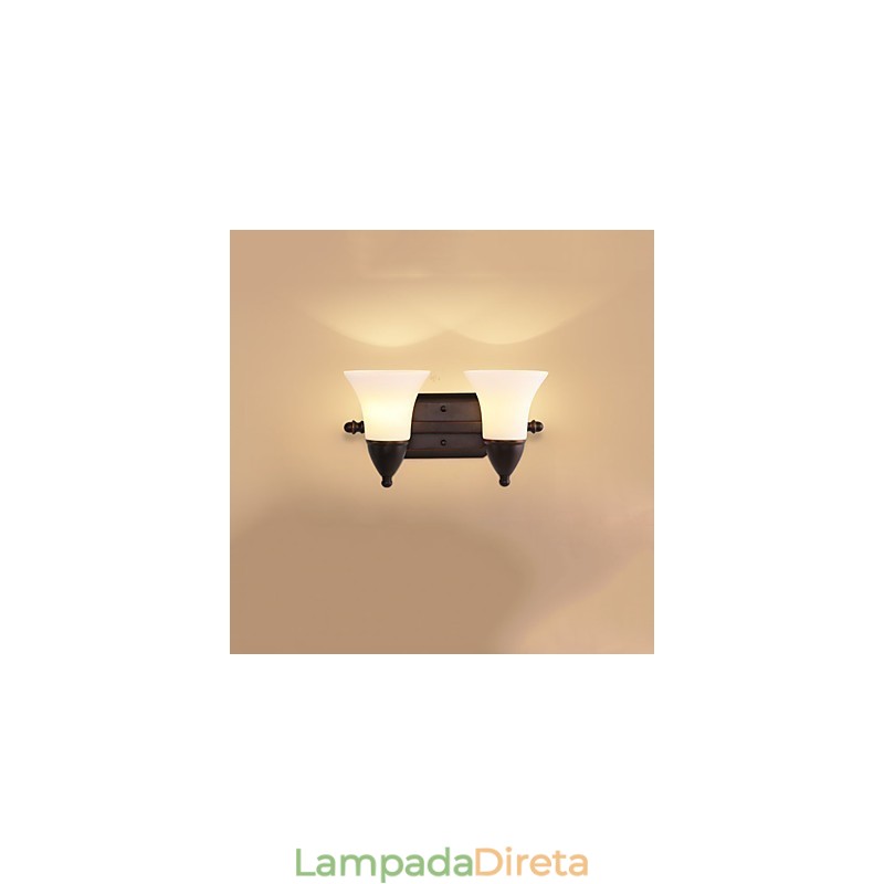 Acabamento em óxido preto rústico Lodge, recurso para proteção dos olhos, arandelas de parede com luz ambiente, luminária de parede