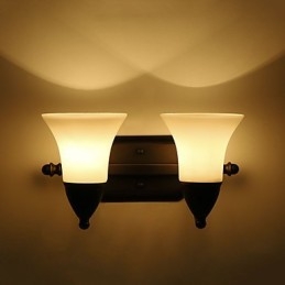 Acabamento em óxido preto rústico Lodge, recurso para proteção dos olhos, arandelas de parede com luz ambiente, luminária de parede