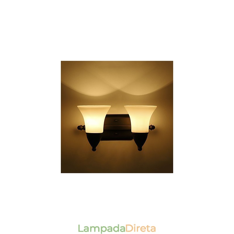 Acabamento em óxido preto rústico Lodge, recurso para proteção dos olhos, arandelas de parede com luz ambiente, luminária de parede