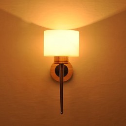 Luminária de parede simples, abajur de mesa de cabeceira com cúpula de vidro e madeira maciça para quarto, cômoda, sala de estar, quarto de bebê