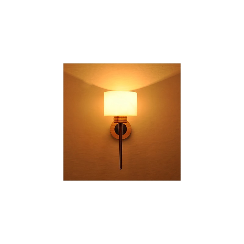 Luminária de parede simples, abajur de mesa de cabeceira com cúpula de vidro e madeira maciça para quarto, cômoda, sala de estar, quarto de bebê