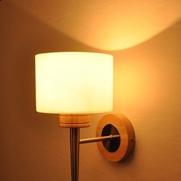 Luminária de parede simples, abajur de mesa de cabeceira com cúpula de vidro e madeira maciça para quarto, cômoda, sala de estar, quarto de bebê