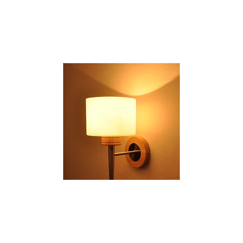 Luminária de parede simples, abajur de mesa de cabeceira com cúpula de vidro e madeira maciça para quarto, cômoda, sala de estar, quarto de bebê