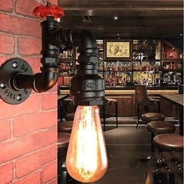 Pintura rústica de chalé para arandelas de parede com luz ambiente