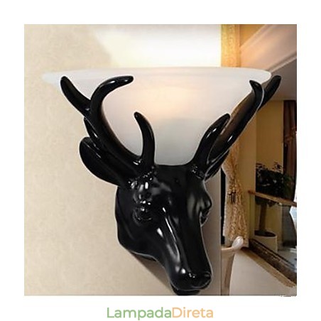 Luminária de parede contemporânea e contraída com cabeça de veado, luminária de parede criativa para sala de estar e quarto Luminária de parede contemporânea e contraída com cabeça de veado, luminária de parede criativa para sala de estar e quarto