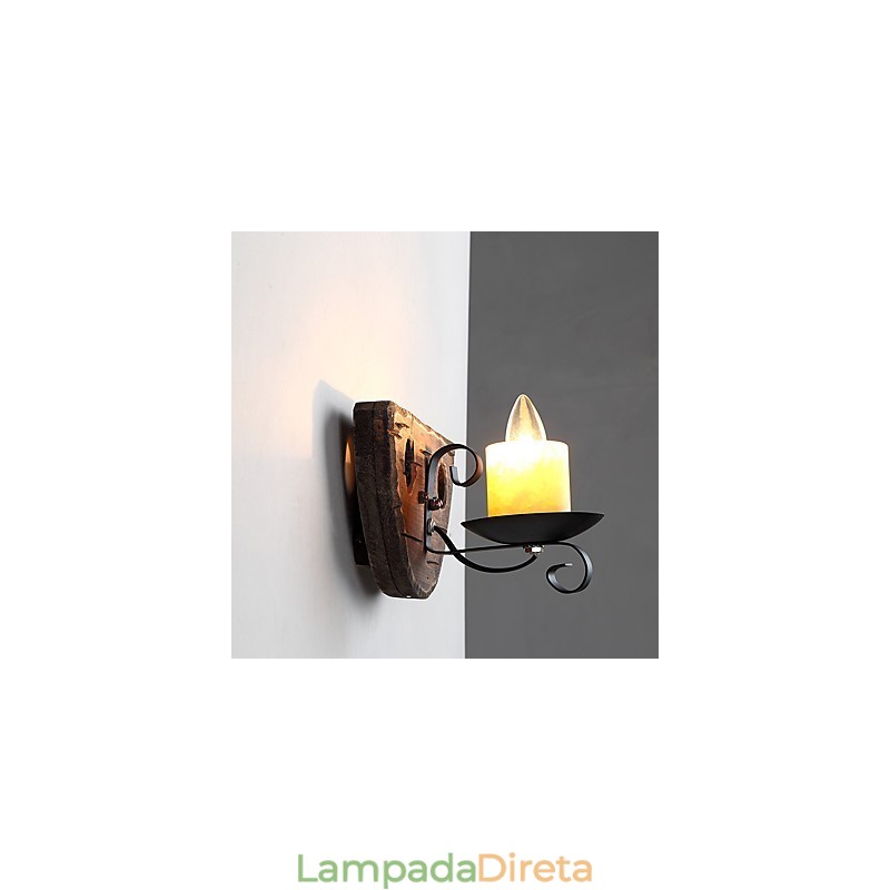 Pintura rústica de chalé para arandelas de parede estilo mini uplight, luminária de parede