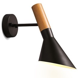 Luminárias de parede de metal com grão de madeira estilo norte da Europa, sala de estar, restaurante, ângulo de luz ajustável