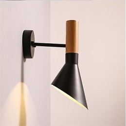 Luminárias de parede de metal com grão de madeira estilo norte da Europa, sala de estar, restaurante, ângulo de luz ajustável