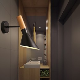Luminárias de parede de metal com grão de madeira estilo norte da Europa, sala de estar, restaurante, ângulo de luz ajustável