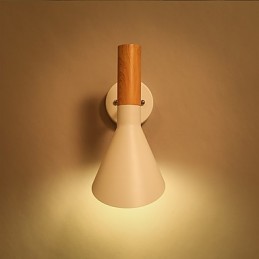 Luminárias de parede de metal com grão de madeira estilo norte da Europa, sala de estar, restaurante, ângulo de luz ajustável