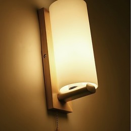 Novidade Country Feature para Mini Estilo Proteção para os olhos Luz ambiente Apliques de parede Luz de parede Log Wood Quarto Lâmpada de cabeceira
