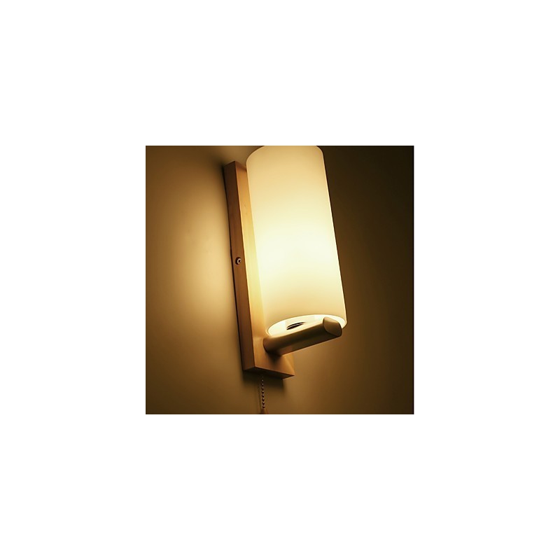 Novidade Country Feature para Mini Estilo Proteção para os olhos Luz ambiente Apliques de parede Luz de parede Log Wood Quarto Lâmpada de cabeceira