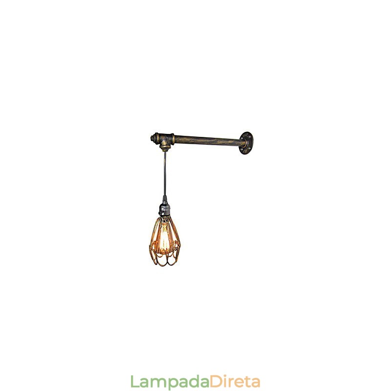 Luminária de parede vintage loft, restaurante, café, corredor, bar, luminária de parede, gaiola de ferro, indústria, iluminação de tubos de ferro