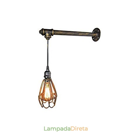 Luminária de parede vintage loft, restaurante, café, corredor, bar, luminária de parede, gaiola de ferro, indústria, iluminação de tubos de ferro Luminária de parede vintage loft, restaurante, café, corredor, bar, luminária de parede, gaiola de ferro, indústria, iluminação de tubos de ferro