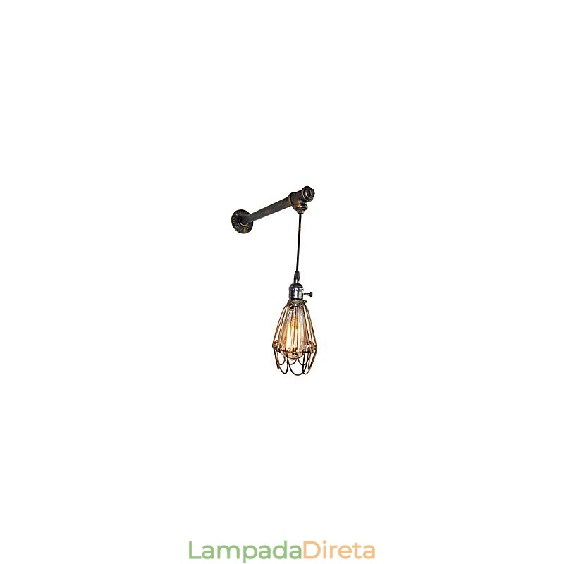 Luminária de parede vintage loft, restaurante, café, corredor, bar, luminária de parede, gaiola de ferro, indústria, iluminação de tubos de ferro