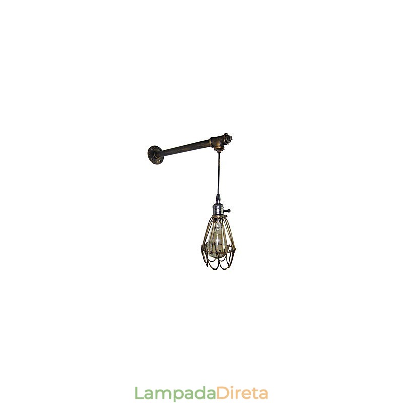 Luminária de parede vintage loft, restaurante, café, corredor, bar, luminária de parede, gaiola de ferro, indústria, iluminação de tubos de ferro