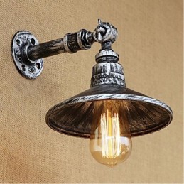 Luminária de parede estilo industrial nórdico com cano de água, luminária de parede prateada