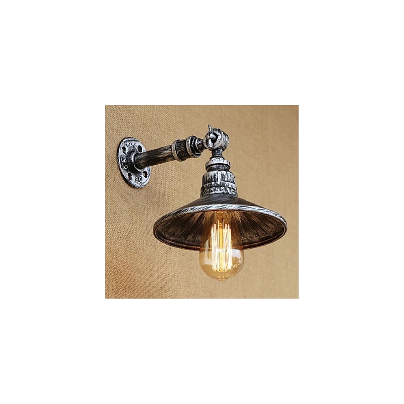 Luminária de parede estilo industrial nórdico com cano de água, luminária de parede prateada