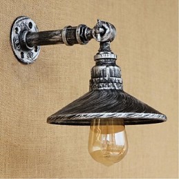 Luminária de parede estilo industrial nórdico com cano de água, luminária de parede prateada