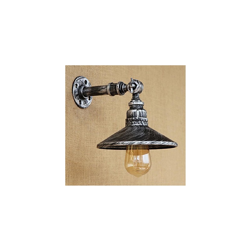 Luminária de parede estilo industrial nórdico com cano de água, luminária de parede prateada