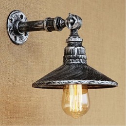 Luminária de parede estilo industrial nórdico com cano de água, luminária de parede prateada