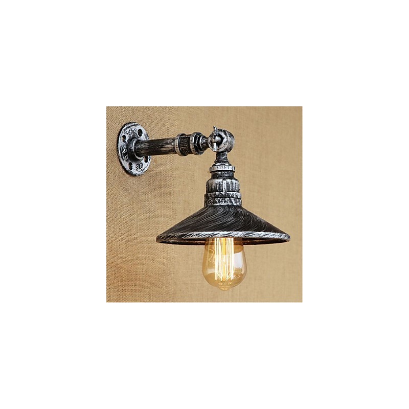 Luminária de parede estilo industrial nórdico com cano de água, luminária de parede prateada