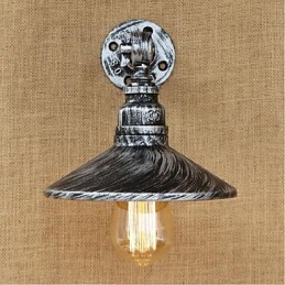 Luminária de parede estilo industrial nórdico com cano de água, luminária de parede prateada