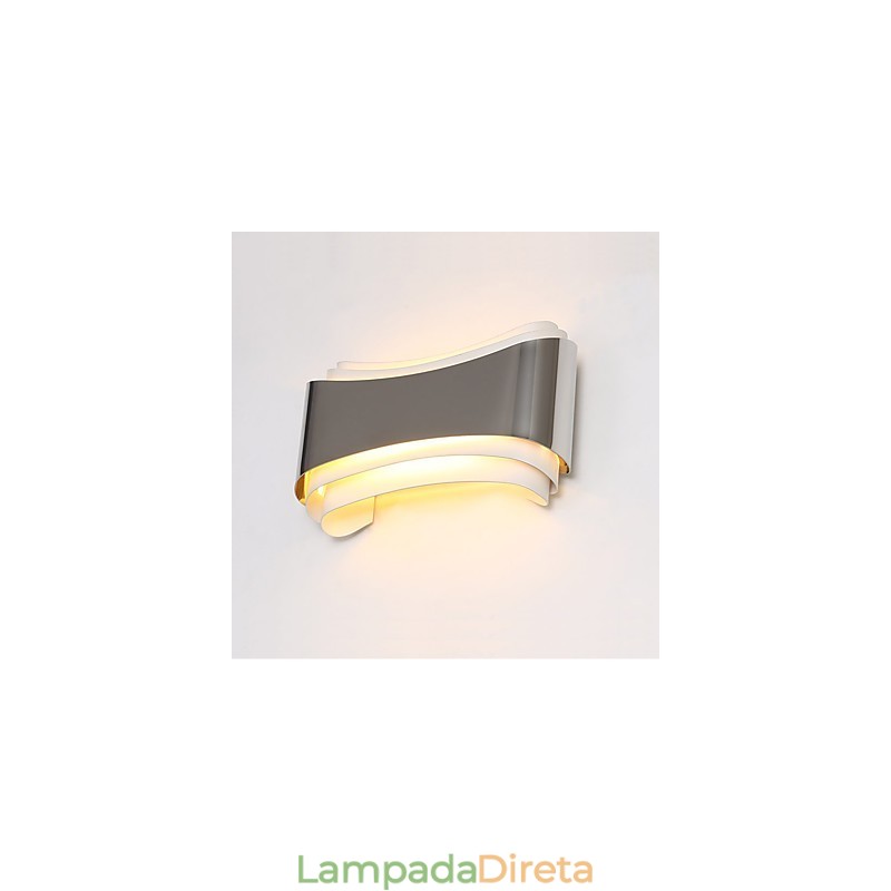 Recurso cromado moderno e contemporâneo integrado para arandelas de parede com luz ambiente