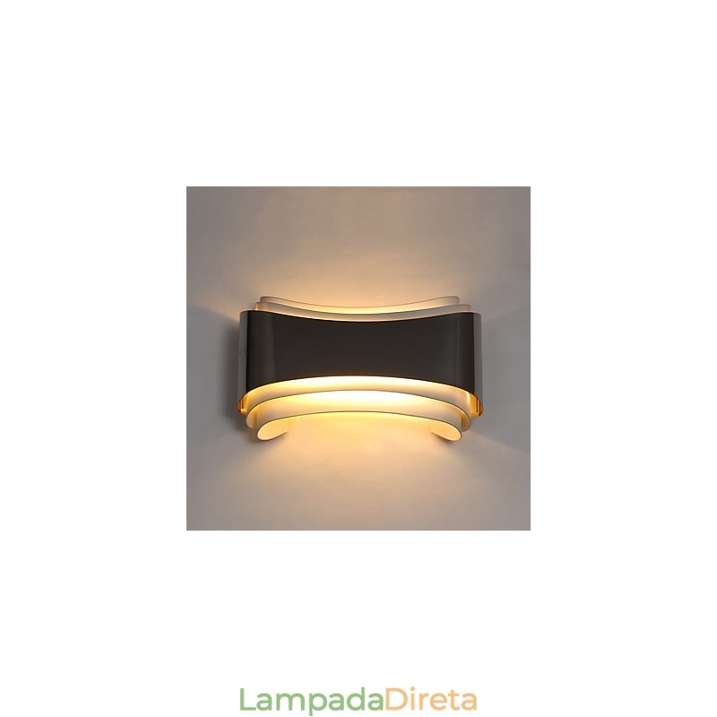Recurso cromado moderno e contemporâneo integrado para arandelas de parede com luz ambiente