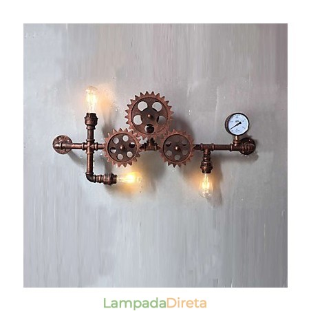 Luminárias de parede de tubo industrial vintage em forma de engrenagem de madeira Luzes giratórias criativas para decoração de restaurante, café, bar Luminárias de parede de tubo industrial vintage em forma de engrenagem de madeira Luzes giratórias criativas para decoração de restaurante, café, bar