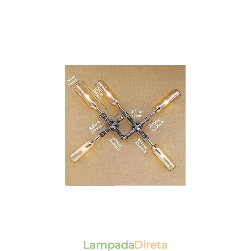 Pintura rústica de chalé para arandelas de parede com luz ambiente