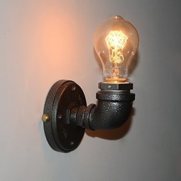 Luminária de parede decorativa de tubo de ferro industrial retrô simples Luminária de parede