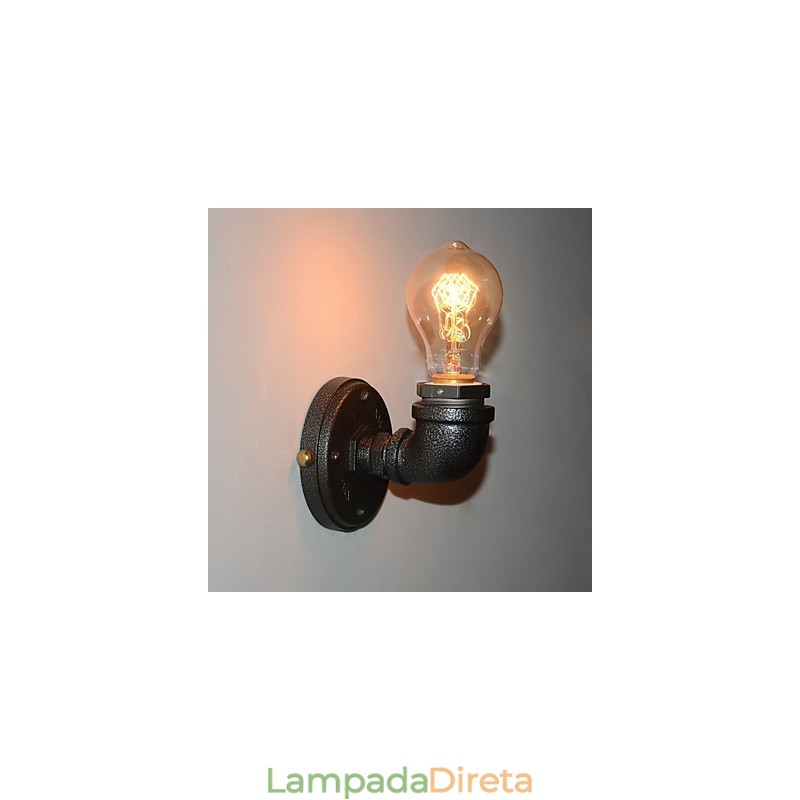 Luminária de parede decorativa de tubo de ferro industrial retrô simples Luminária de parede
