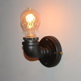 Luminária de parede decorativa de tubo de ferro industrial retrô simples Luminária de parede