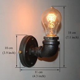 Luminária de parede decorativa de tubo de ferro industrial retrô simples Luminária de parede