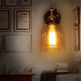Luminária de parede de vidro industrial Edison Simplicity com base de metal para sala de jantar, sala de estudo, escritório, corredor, montagem na parede