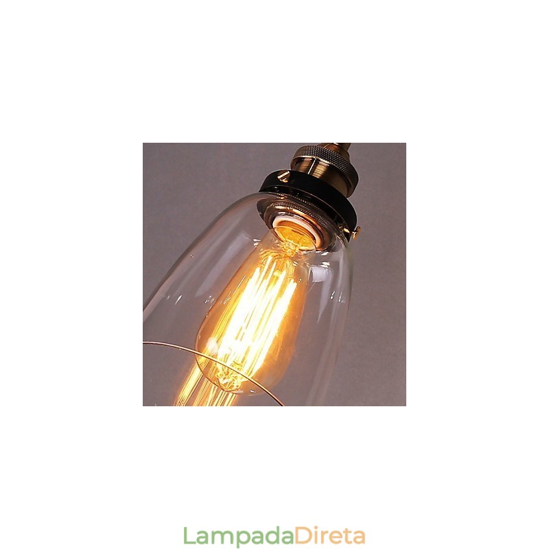 Luminária de parede de vidro industrial Edison Simplicity com base de metal para sala de jantar, sala de estudo, escritório, corredor, montagem na parede