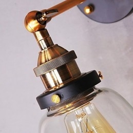 Luminária de parede de vidro industrial Edison Simplicity com base de metal para sala de jantar, sala de estudo, escritório, corredor, montagem na parede