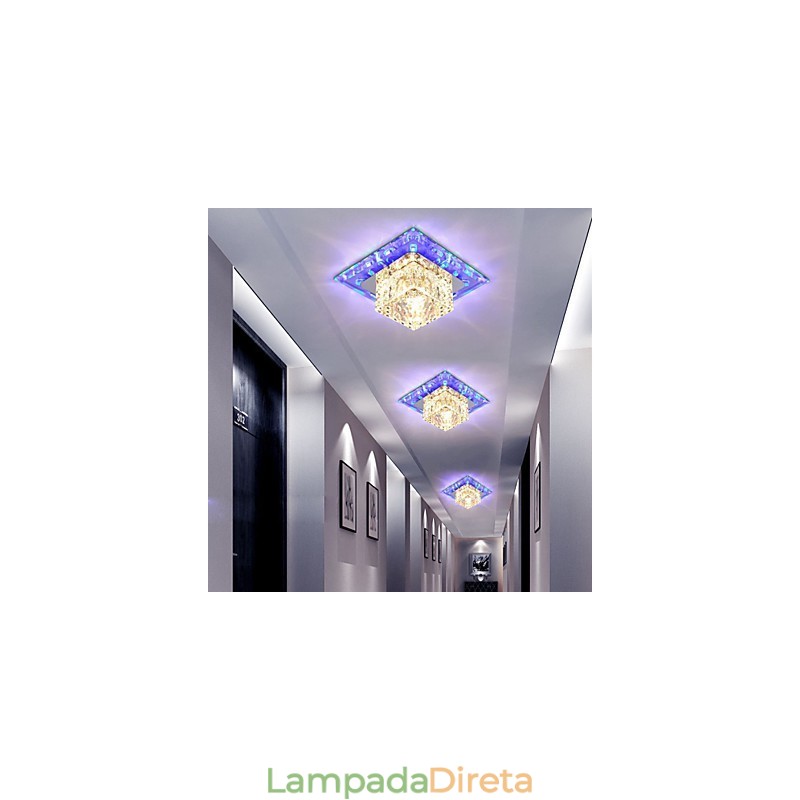 Mini lâmpada de teto de cristal holofote 3W lâmpada criativa tubo luz colorida cor quadrado luz dome