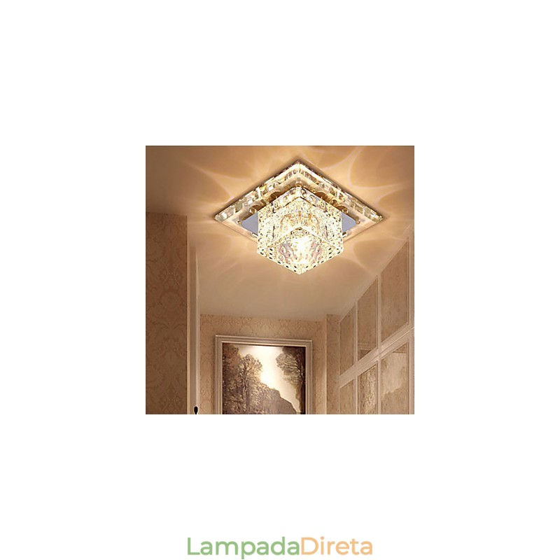 Mini lâmpada de teto de cristal holofote 3W lâmpada criativa tubo luz colorida cor quadrado luz dome