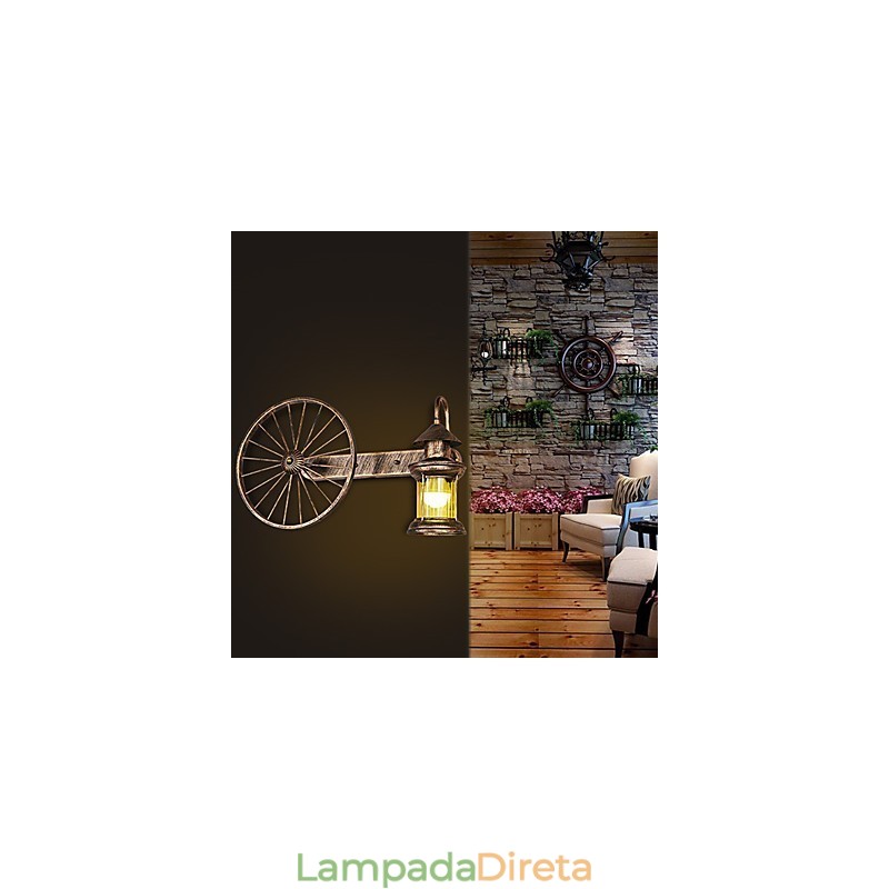 Pintura rústica de chalé para arandelas de parede estilo mini uplight, luminária de parede