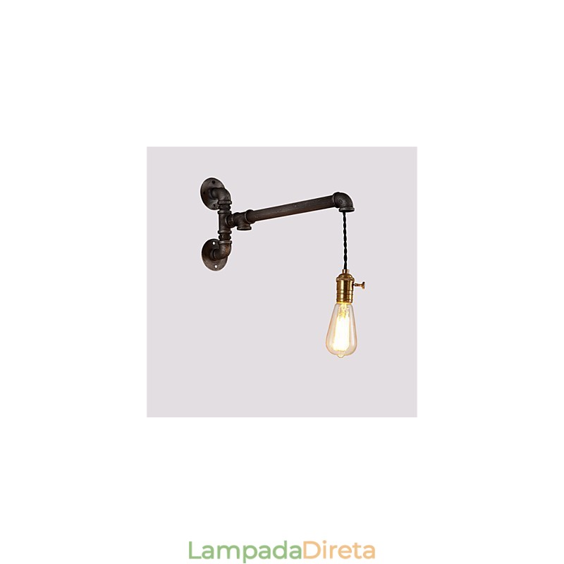 Luminárias de parede de tubo industrial vintage com interruptor Luzes criativas Restaurante Café Bar Decoração iluminação com 1 luz Acabamento pintado