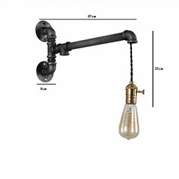 Luminárias de parede de tubo industrial vintage com interruptor Luzes criativas Restaurante Café Bar Decoração iluminação com 1 luz Acabamento pintado
