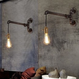 Luminárias de parede de tubo industrial vintage com interruptor Luzes criativas Restaurante Café Bar Decoração iluminação com 1 luz Acabamento pintado